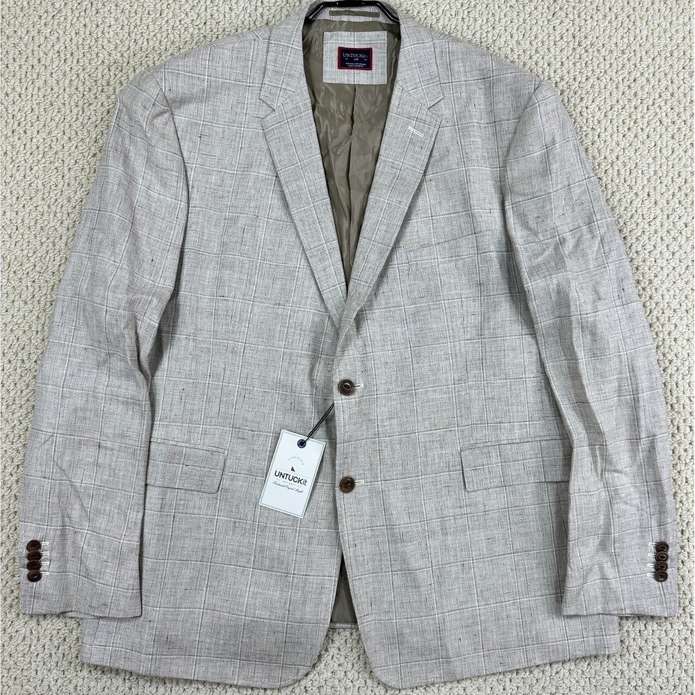 Untuckit Blazer Mens 48R Tan Tessuti Sondrio Palmela Sports Coat Wool/Linen NEW